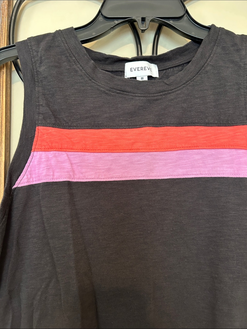 Evereve Black Tank with Red and Pink Stripes